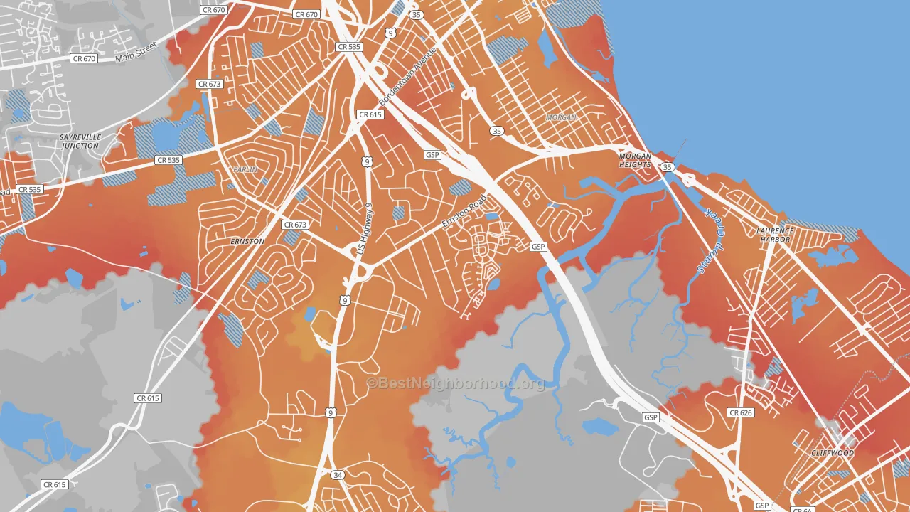 Transit Grade map of La Mer, Parlin, NJ
