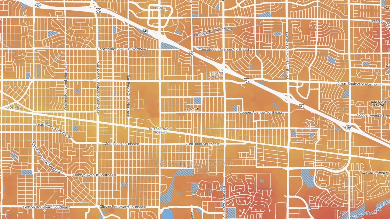 Transit Grade map of La Mesa, Albuquerque, NM