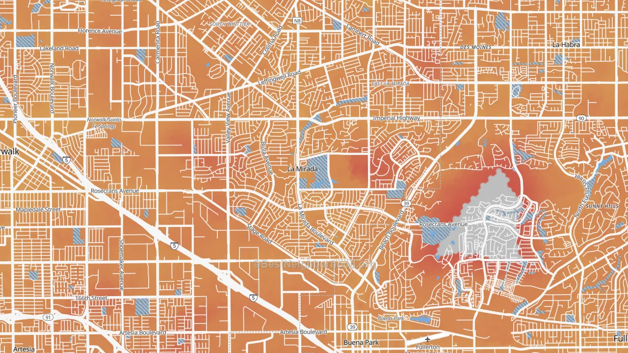 Transit Grade map of La Mirada, CA