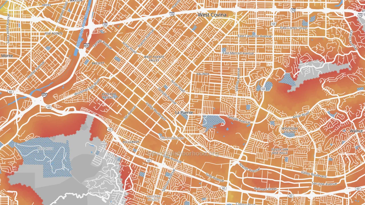 Transit Grade map of La Puente, CA