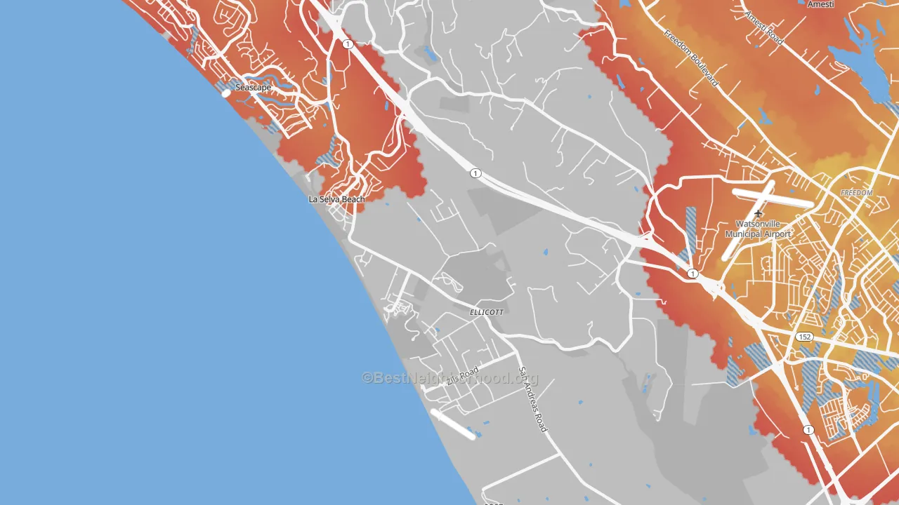 Transit Grade map of La Selva Beach, CA