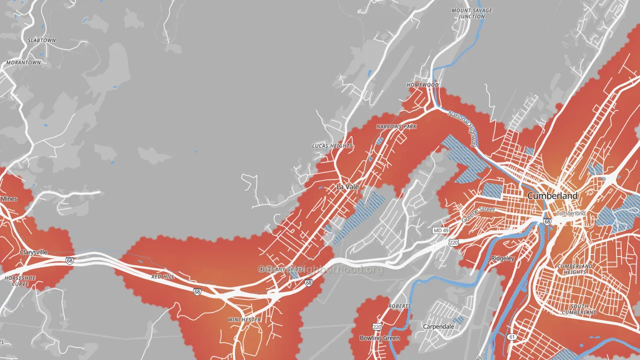 Transit Grade map of La Vale, MD