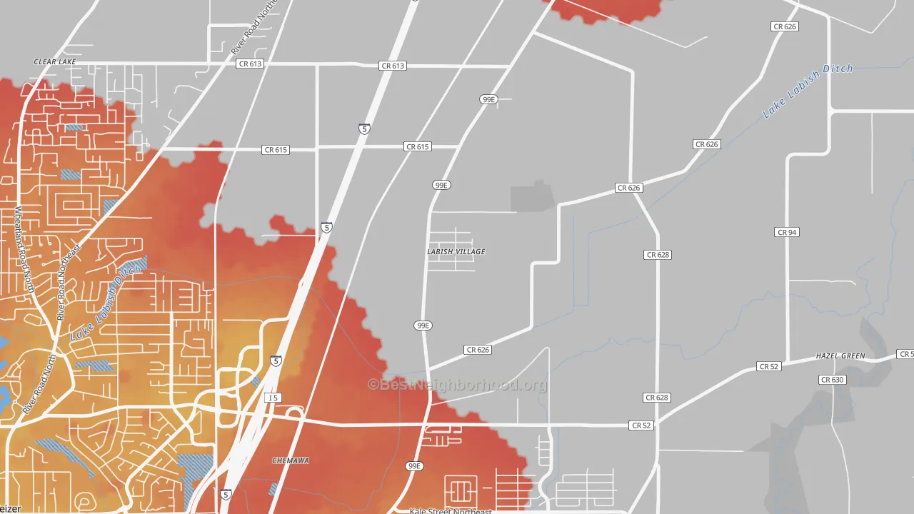 Transit Grade map of Labish Village, OR