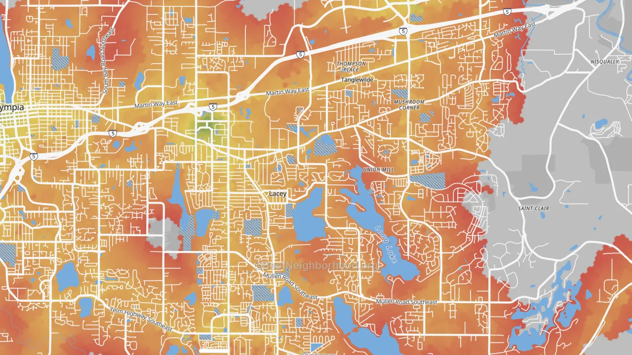 Transit Grade map of Lacey, WA