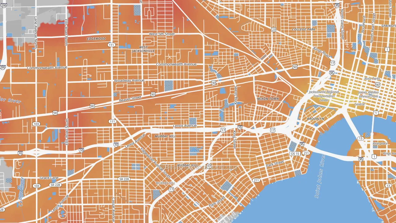 Transit Grade map of Lackawanna, Jacksonville, FL
