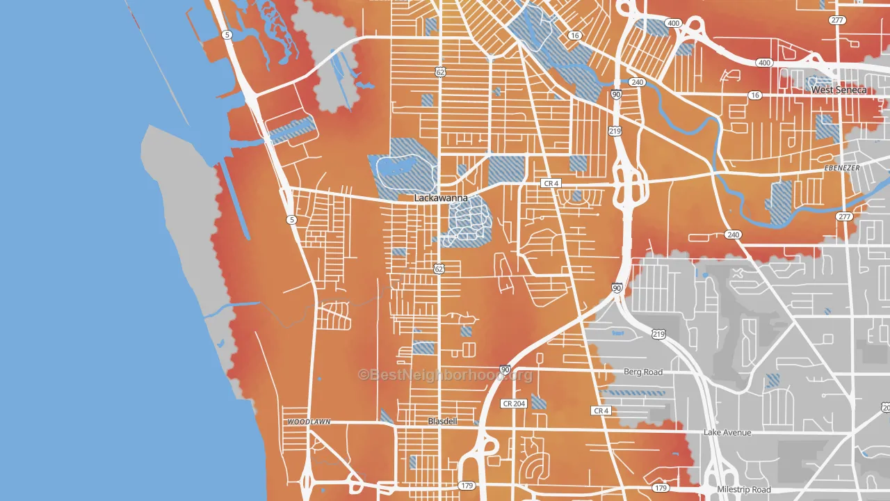 Transit Grade map of Lackawanna, NY