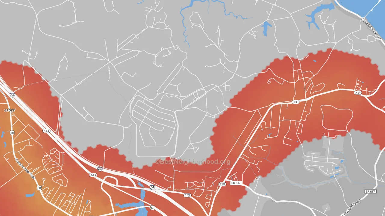 Transit Grade map of Lackey, VA
