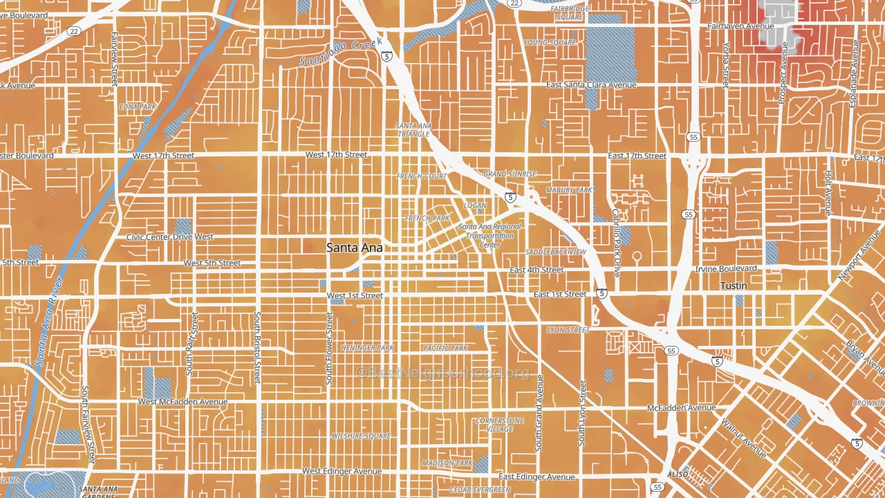 Transit Grade map of Lacy, Santa Ana, CA
