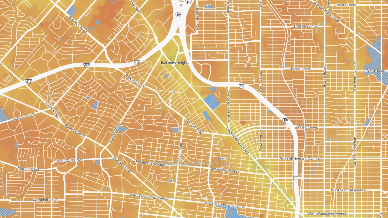 Transit Grade map of Laddie Place and North Wilson, San Antonio, TX