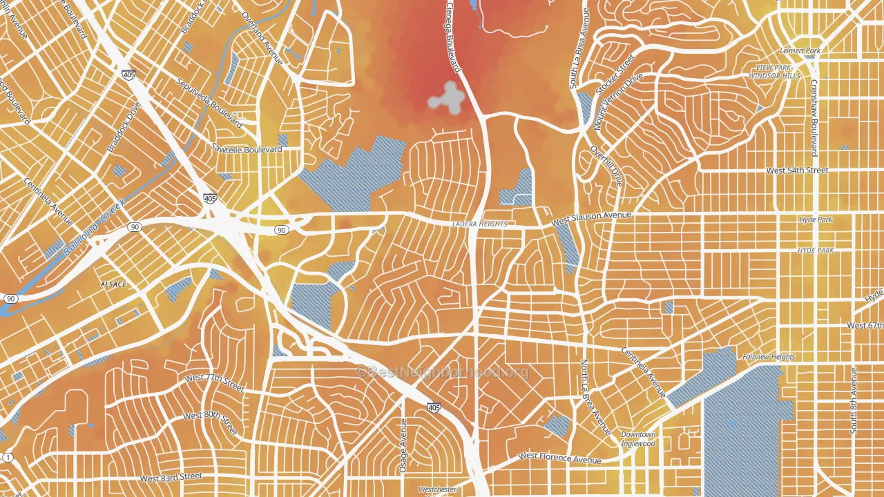 Transit Grade map of Ladera Heights, CA