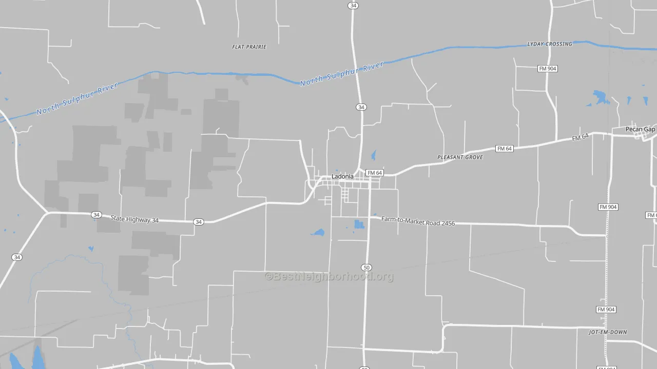 Transit Grade map of Ladonia, TX