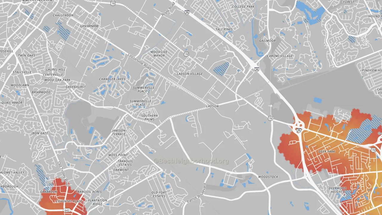 Transit Grade map of Ladson, SC