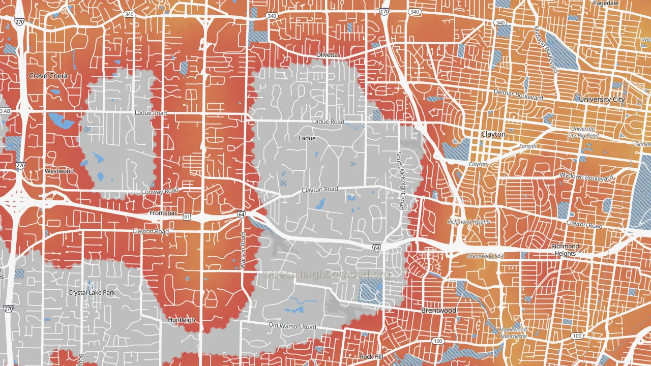 Transit Grade map of Ladue, MO