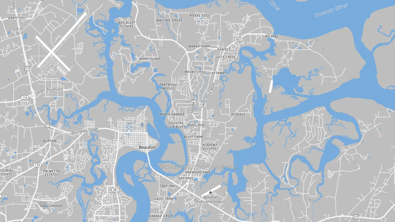 Transit Grade map of Ladys Island, SC