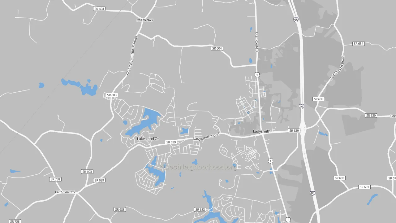 Transit Grade map of Ladysmith, VA