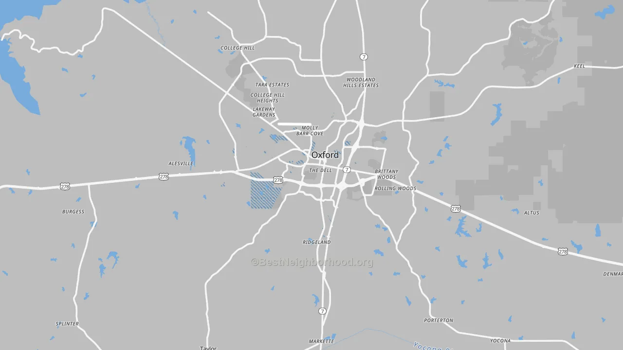 Transit Grade map of Lafayette County, MS