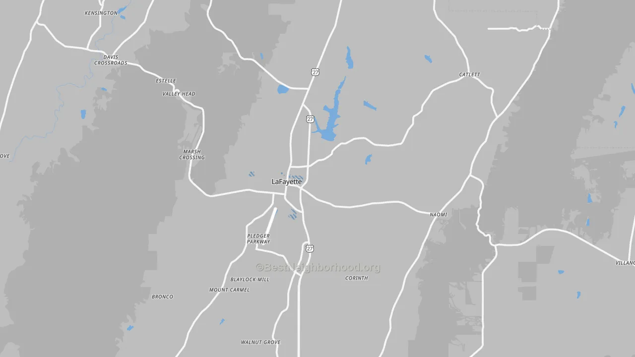 Transit Grade map of Lafayette, GA