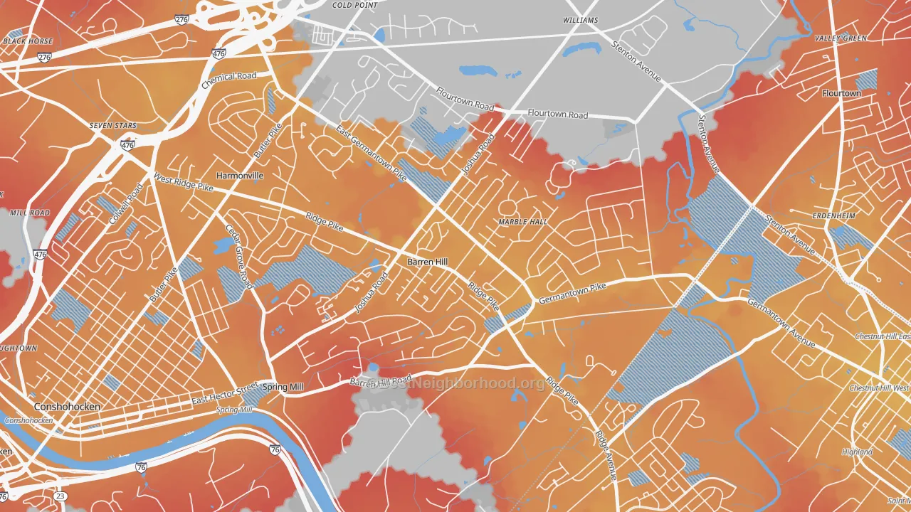 Transit Grade map of Lafayette Hill, PA