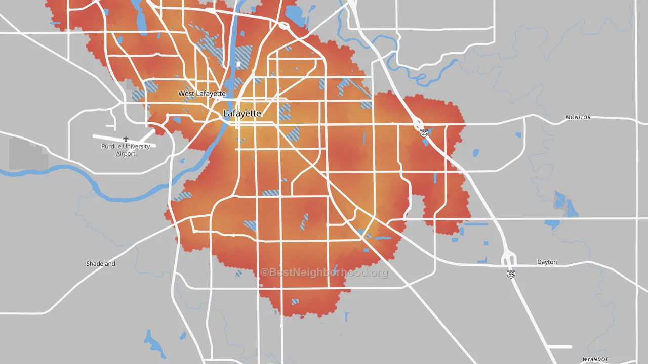 Transit Grade map of Lafayette, IN