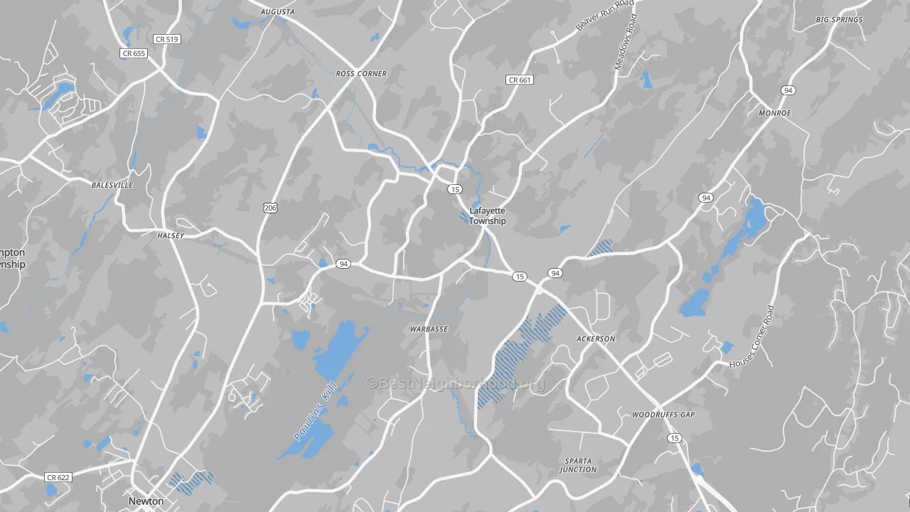 Transit Grade map of Lafayette, NJ