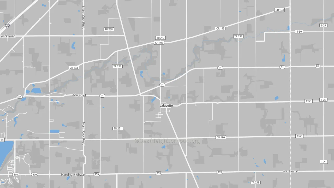 Transit Grade map of Lafayette, OH