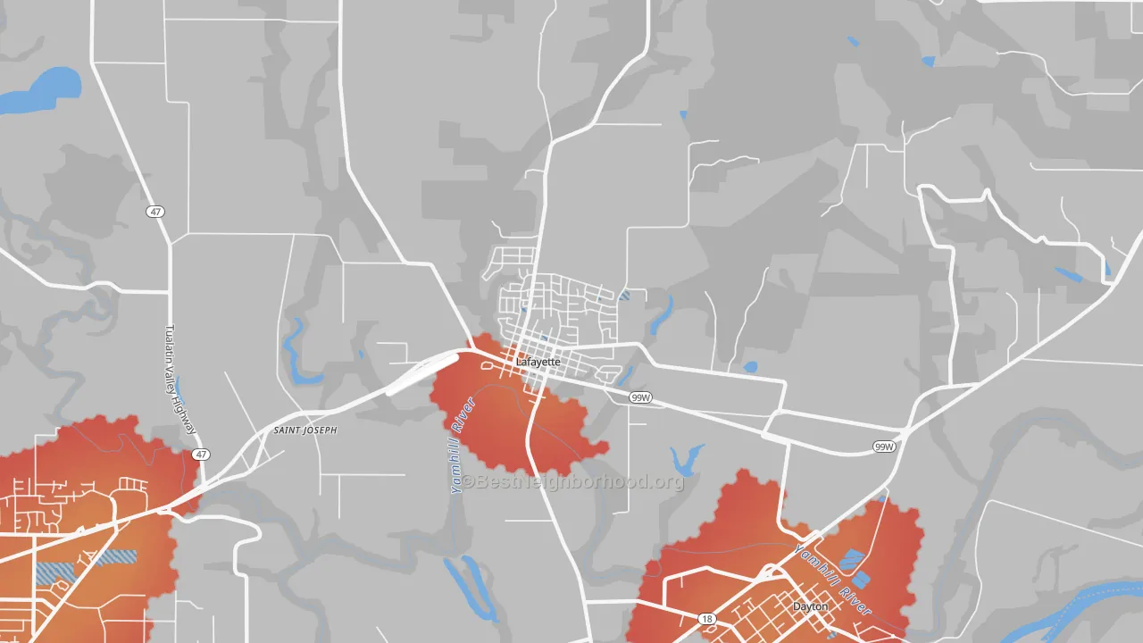 Transit Grade map of Lafayette, OR