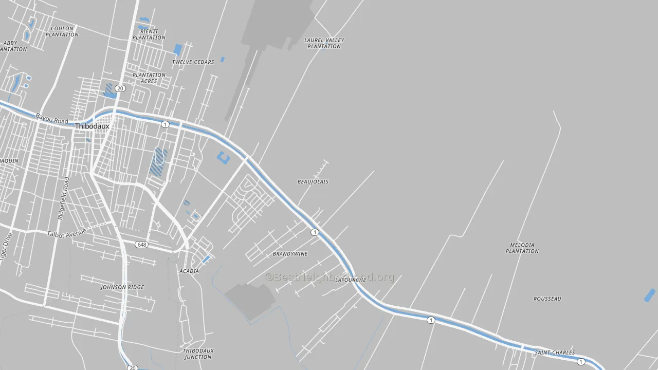 Transit Grade map of Lafourche, LA