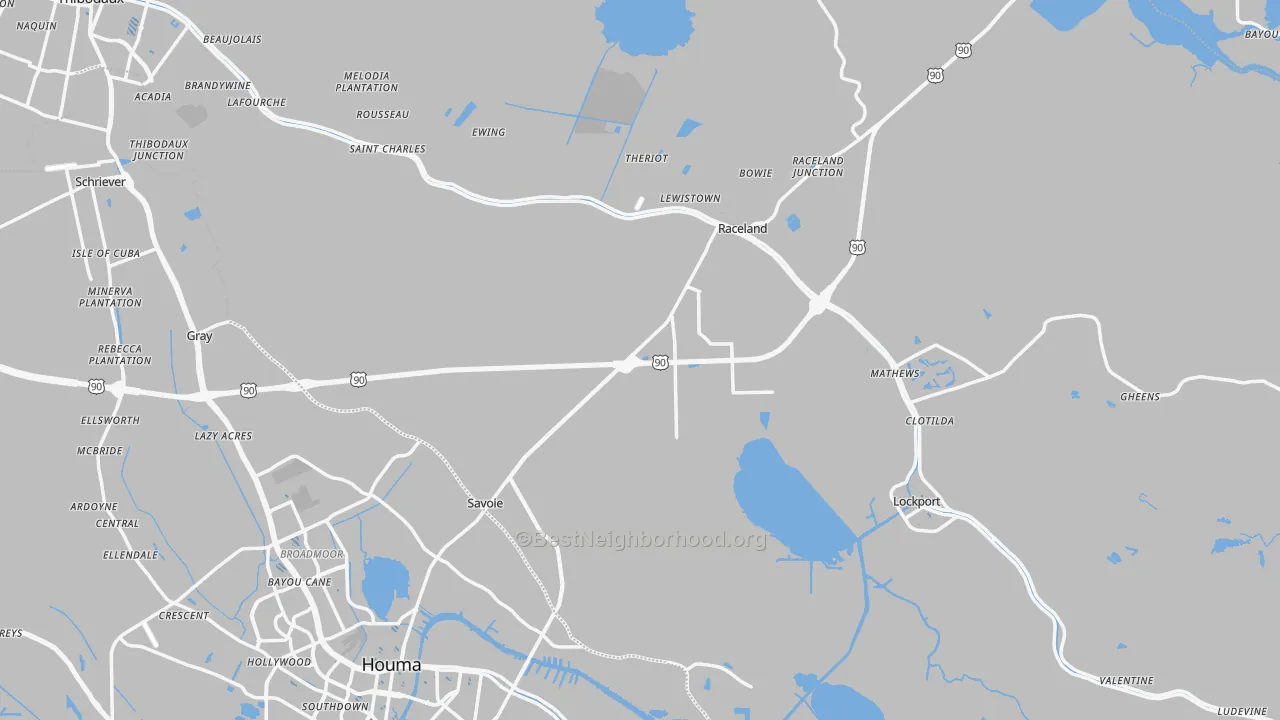 Transit Grade map of Lafourche Parish, LA