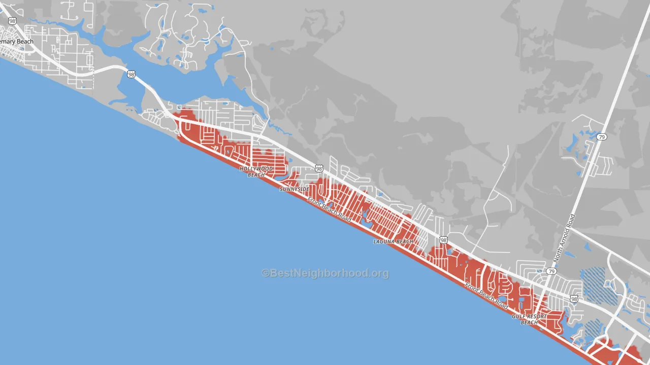 Transit Grade map of Laguna Beach, FL