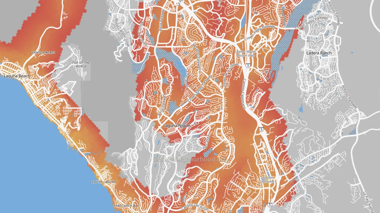 Transit Grade map of Laguna Niguel, CA