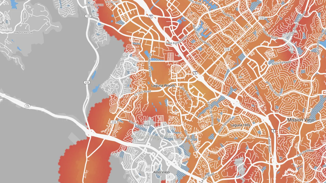 Transit Grade map of Laguna Woods, CA