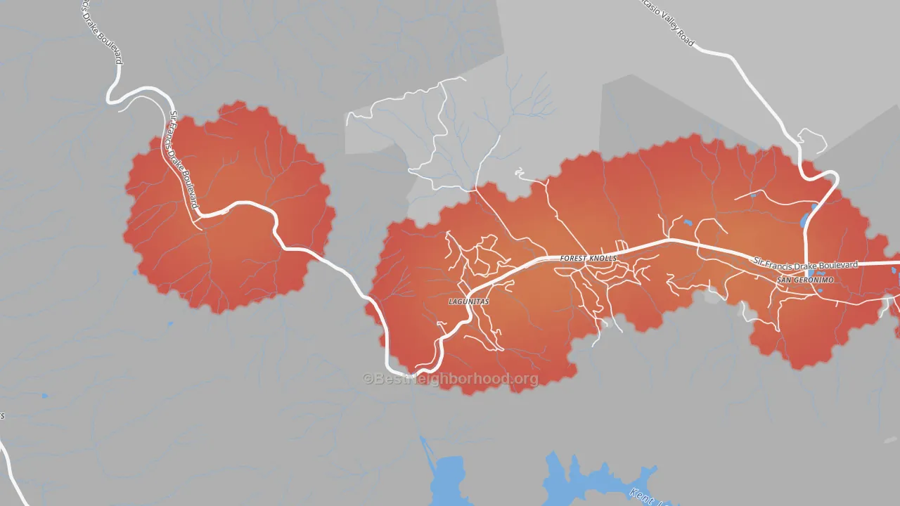 Transit Grade map of Lagunitas, CA