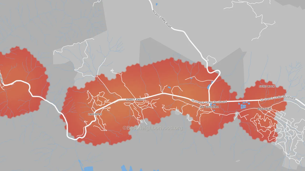 Transit Grade map of Lagunitas-Forest Knolls, CA