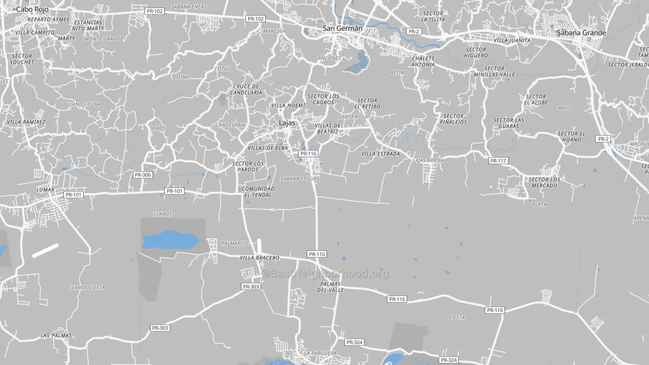 Transit Grade map of Lajas Municipio, PR