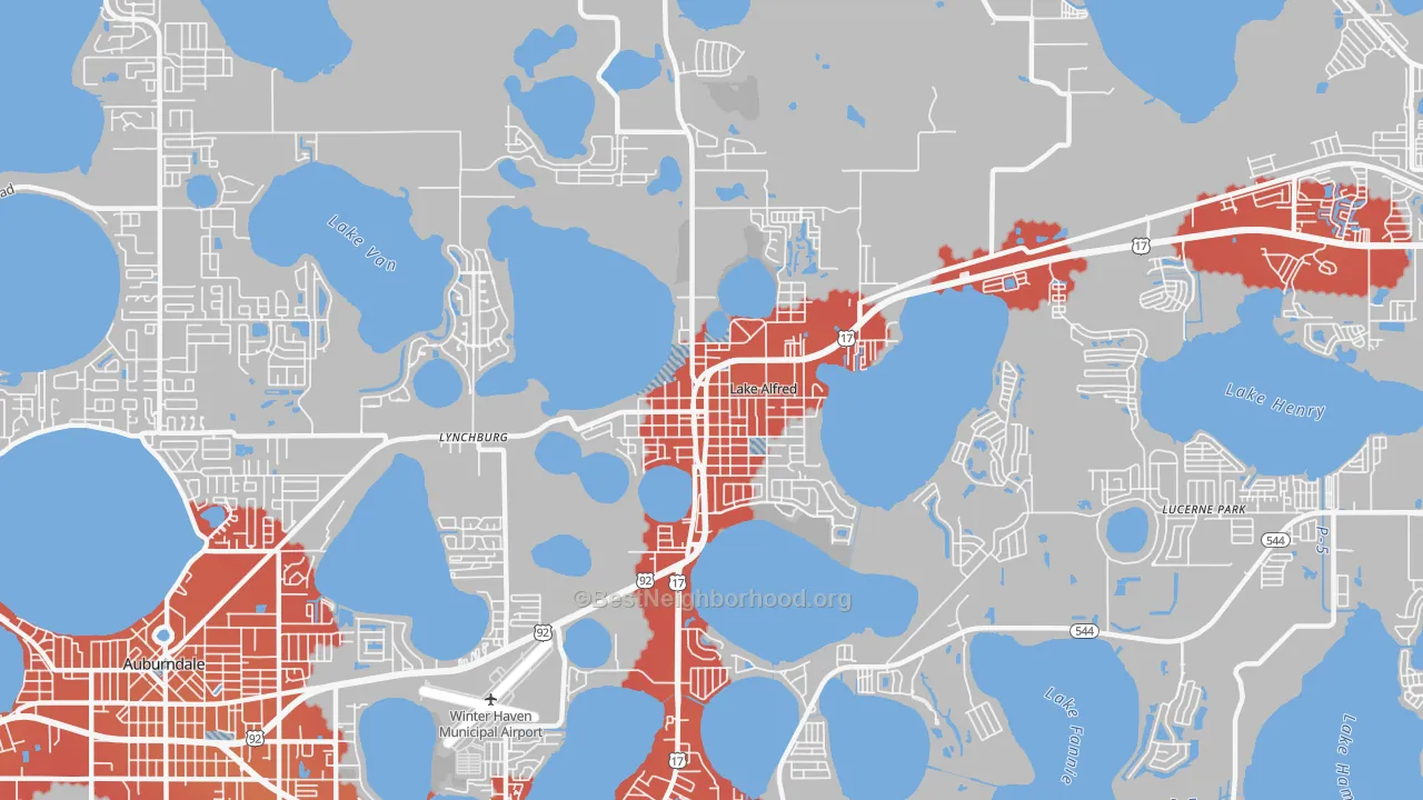 Transit Grade map of Lake Alfred, FL