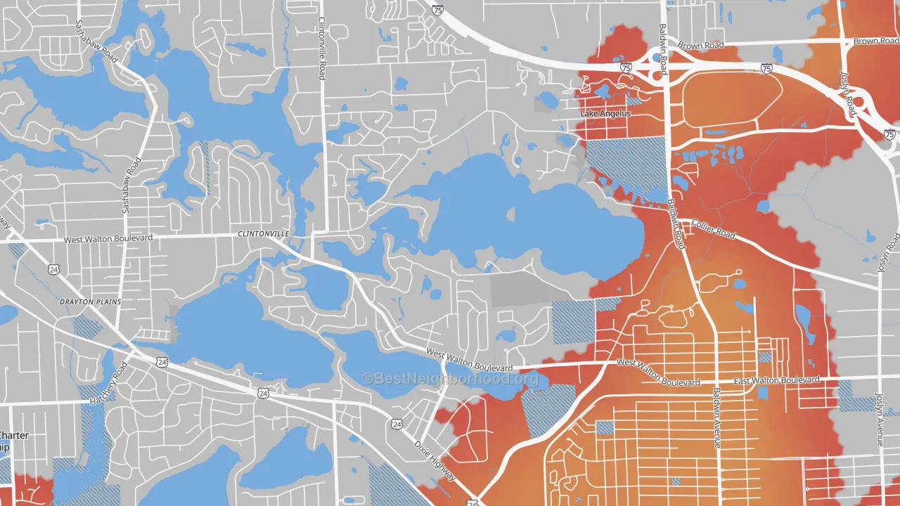 Transit Grade map of Lake Angelus, MI