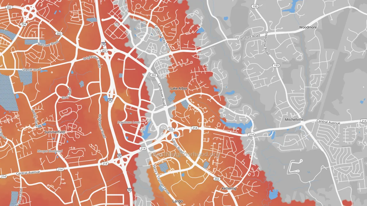 Transit Grade map of Lake Arbor, MD