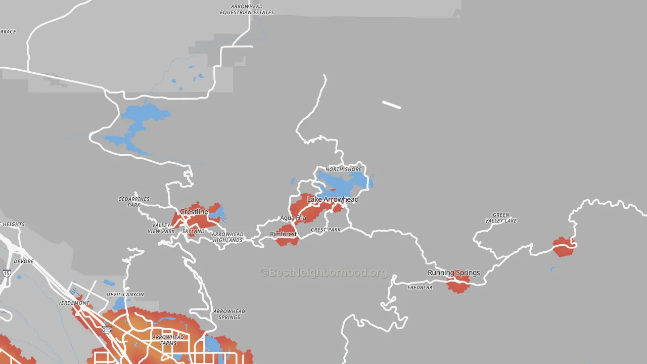 Transit Grade map of Lake Arrowhead, CA