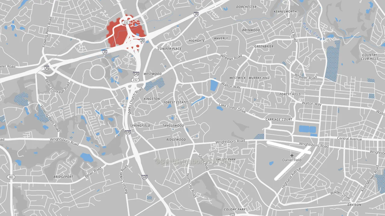 Transit Grade map of Lake Aumond, Augusta, GA