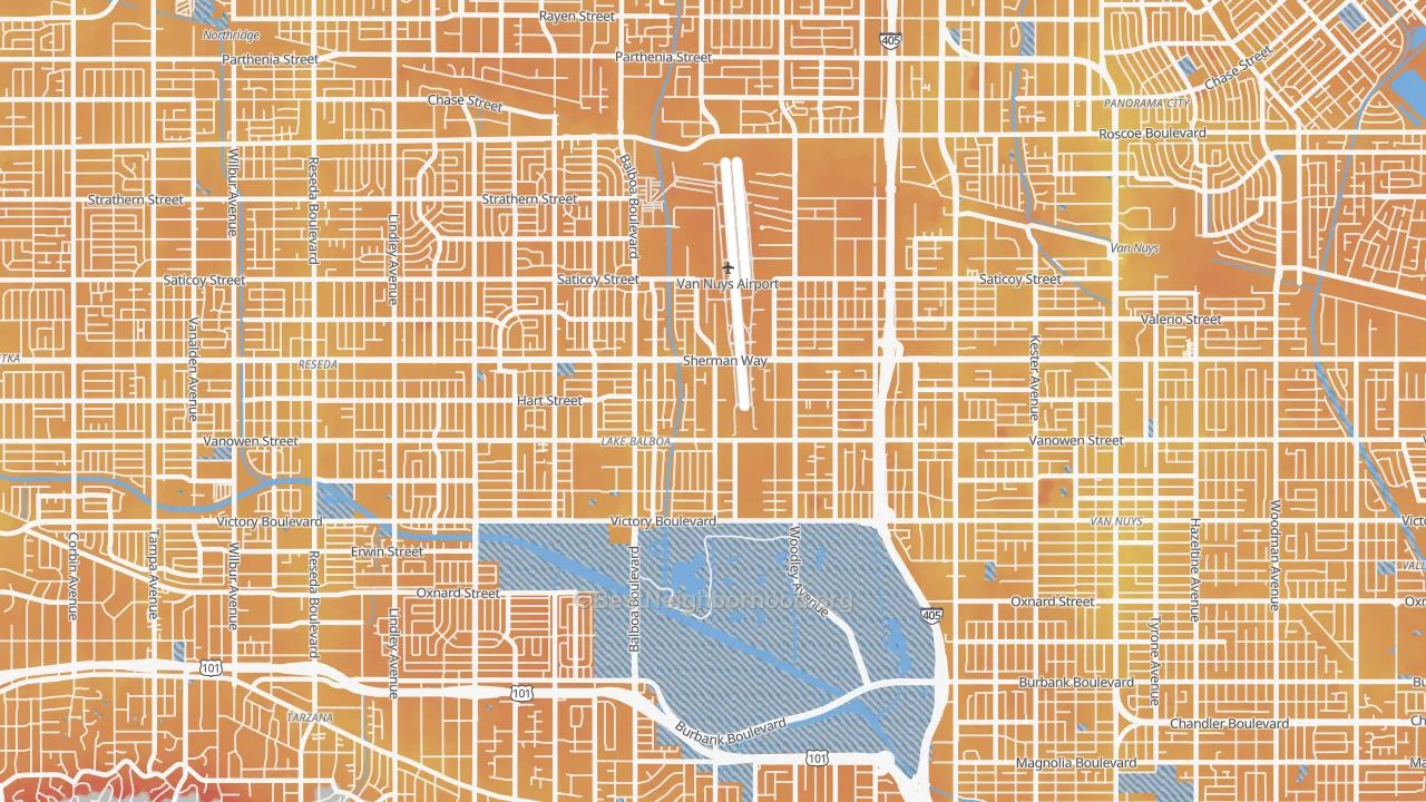 Transit Grade map of Lake Balboa, Van Nuys, CA