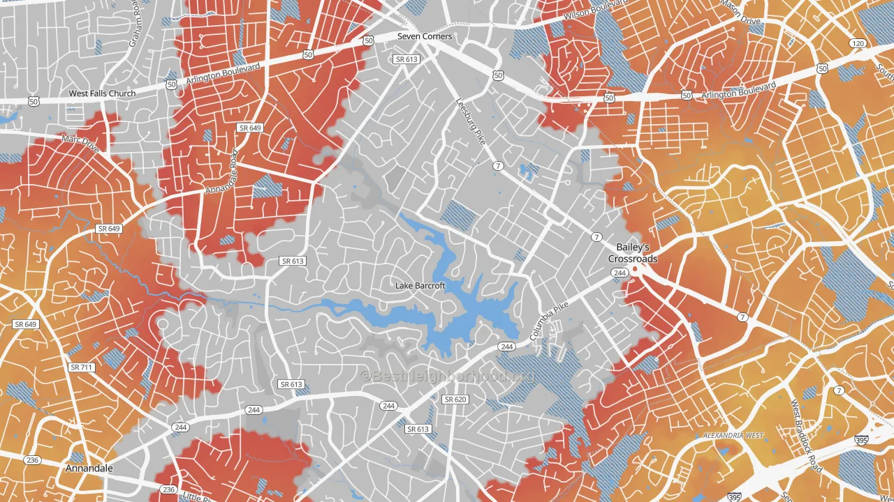 Transit Grade map of Lake Barcroft, Falls Church, VA