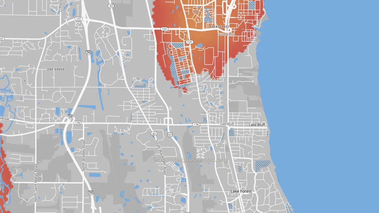 Transit Grade map of Lake Bluff, IL