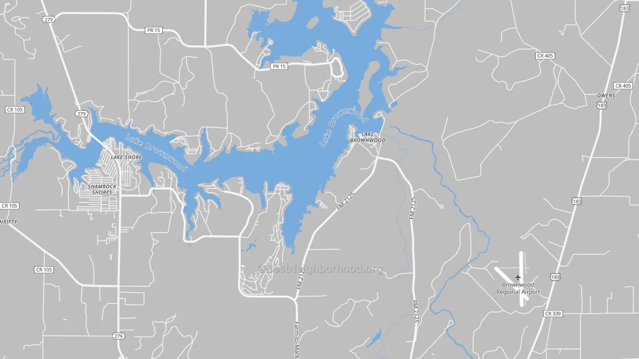 Transit Grade map of Lake Brownwood, TX