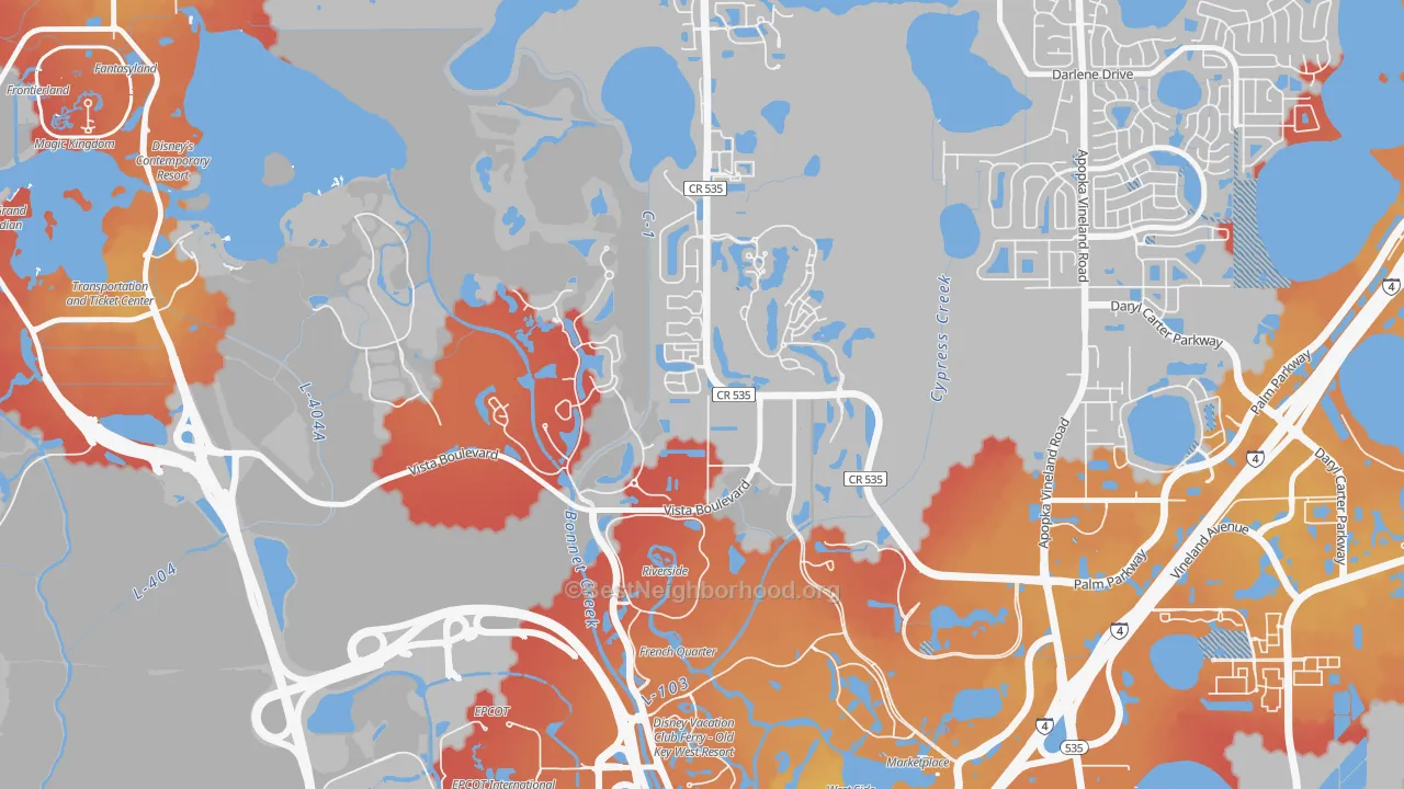 Transit Grade map of Lake Buena Vista, FL