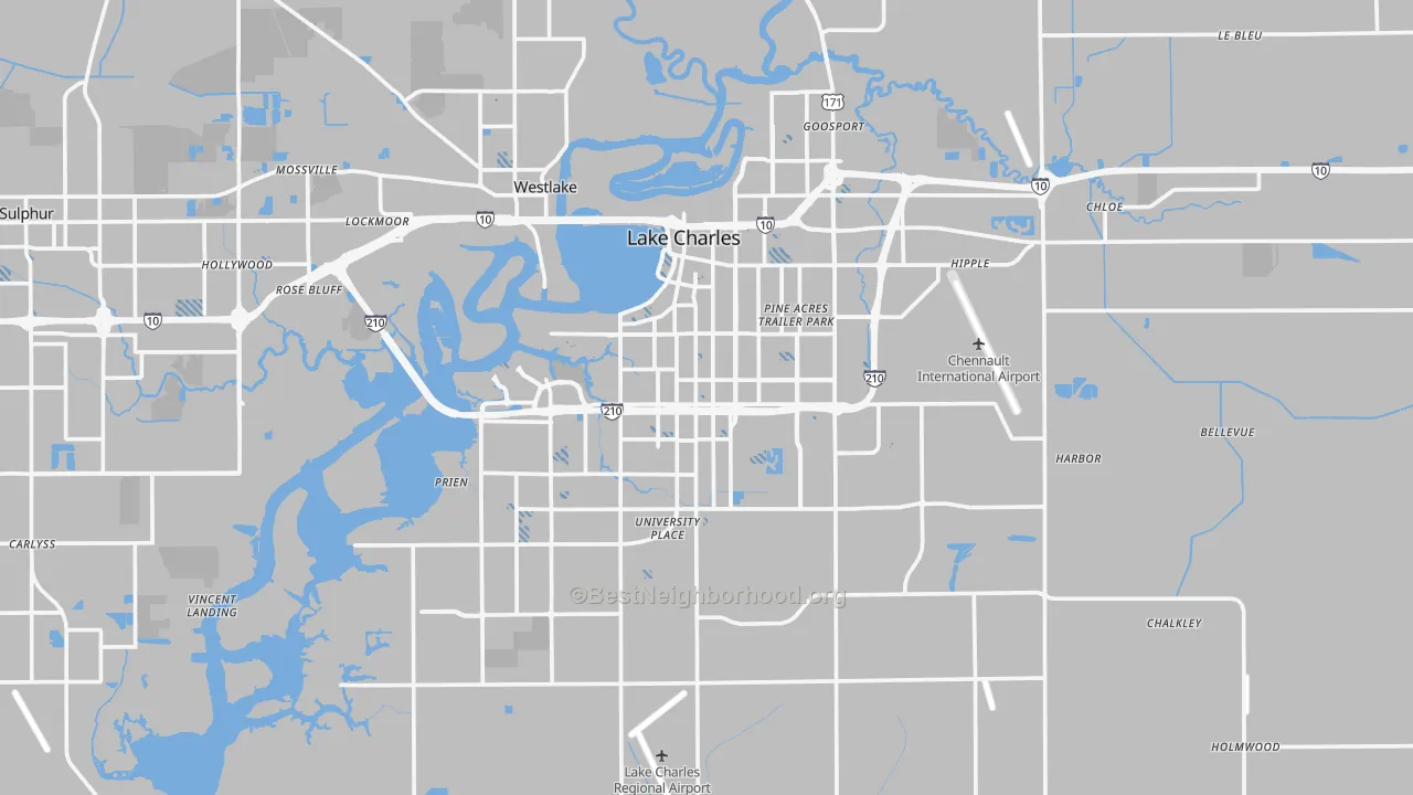 Transit Grade map of Lake Charles, LA