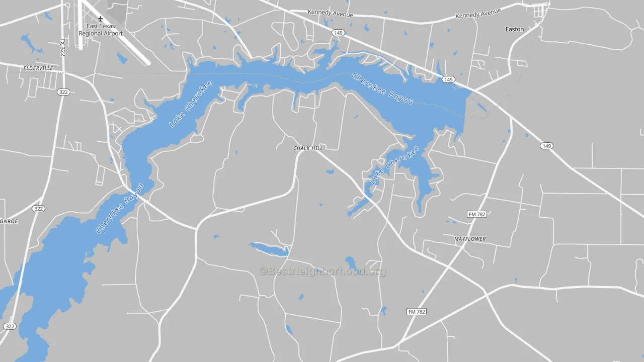 Transit Grade map of Lake Cherokee, TX