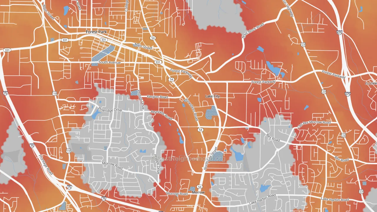 Transit Grade map of Lake City, GA