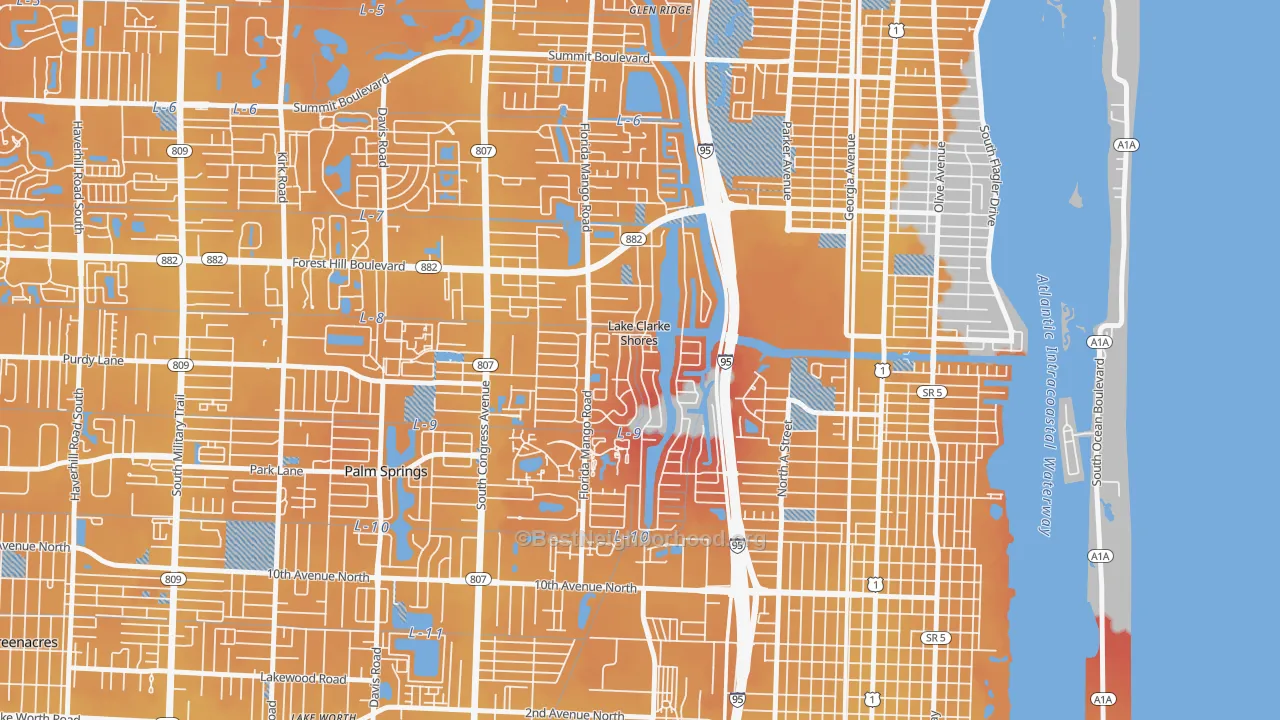 Transit Grade map of Lake Clarke Shores, FL