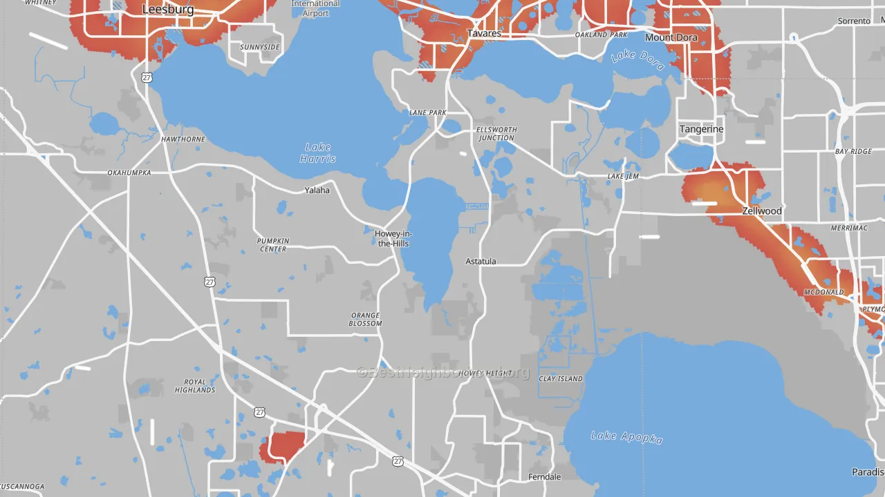 Transit Grade map of Lake County, FL