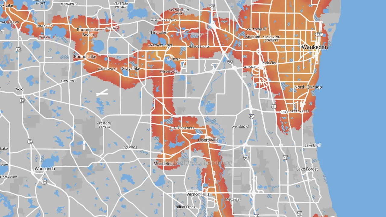 Transit Grade map of Lake County, IL
